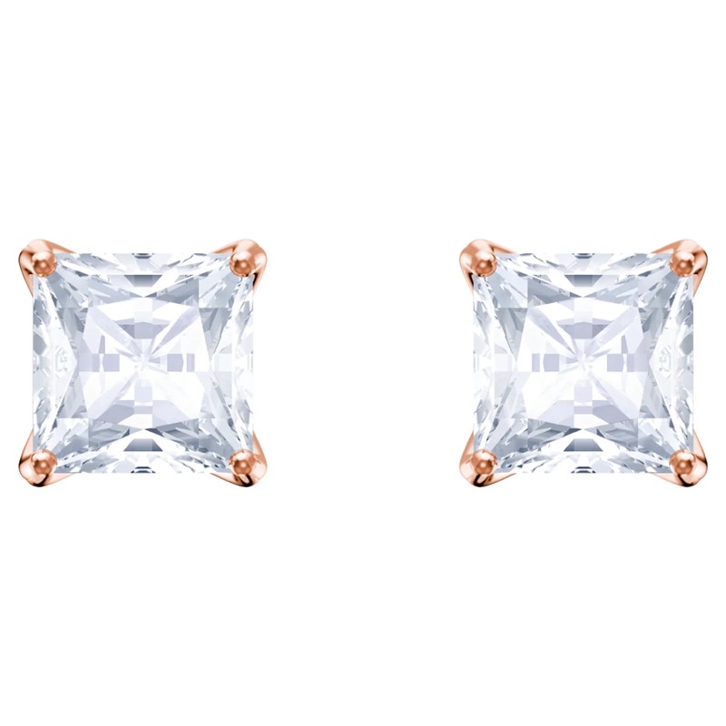 Bông Tai Mạ Bạc 925 Đính Kim Cương Pha Lê Hình Vuông Thời Trang Cho Nữ