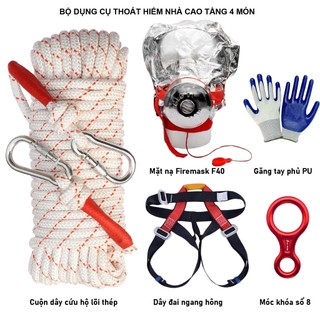 COMBO DÂY THOÁT HIỂM NHÀ CAO TẦNG [5 món] - giúp thoát hiểm khi có cháy nổ, hỏa hoạn trong chung cư cao tầng