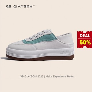 Giày Sneaker Nữ Đạp Gót Giày BOM Thể Thao Đế Cao Êm Vải Canvas Màu Trắng Chân Thích Hợp Đi Làm, Học, Chơi giayBOM B1623