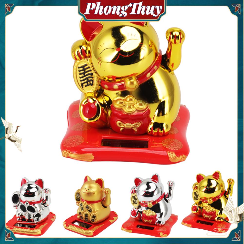 Mèo Thần Tài Vẫy Tay Dùng Năng Lượng Mặt Trời Dễ Thương Mang Lại May Mắn Tài Lộc Trang Trí Gia Đình Xe Hơi
