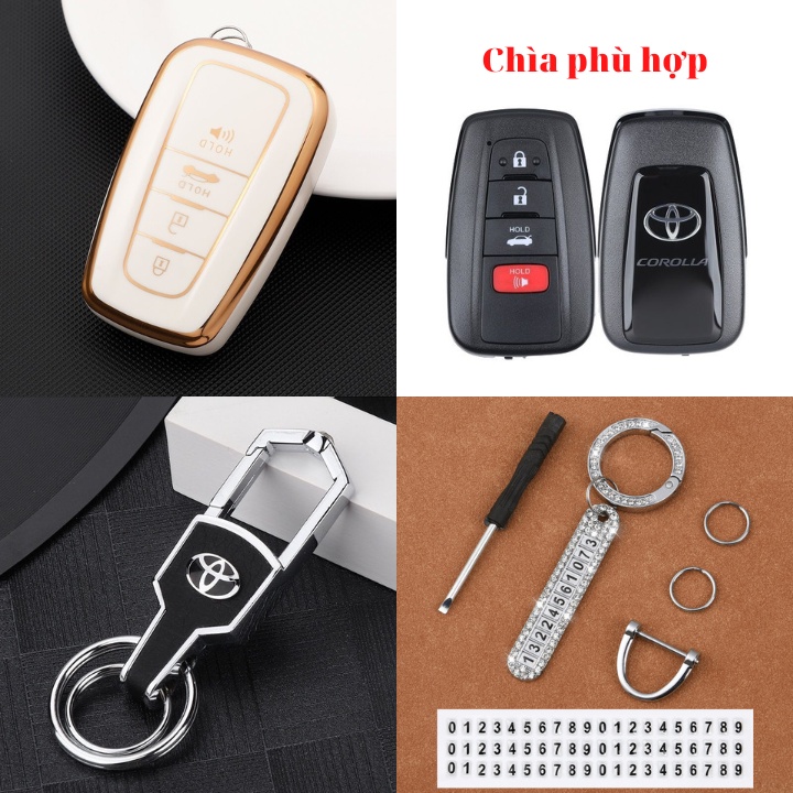 Bao Da, Vỏ Bảo Vệ, Ốp Chìa Khóa, Bọc Chìa Khóa Cao Cấp Dùng Cho Xe Toyota Altis, Corolla Cross Camry Highlander Mẫu Mới