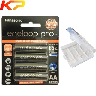 Pin sạc AA 2550mAh 1.2v Panasonic Eneloop Pro BK-3HCCE/4BT Japan - Vỉ 4viên - Tặng kèm hộp đựng 4 Pin