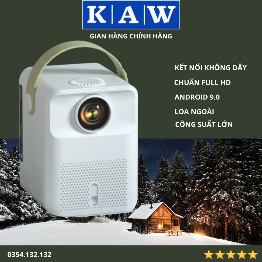 Máy chiếu mini KAW k550 kết nối wifi bluetooth, độ phân giải full 1080p, trọng lượng 1,5kg