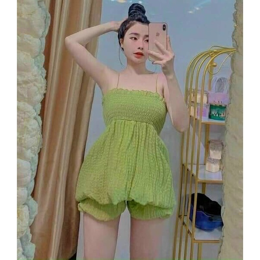 Sét bộ đùi,bộ bí xốp 2 dây babydoll cực xinh,tone màu hottren tôn da