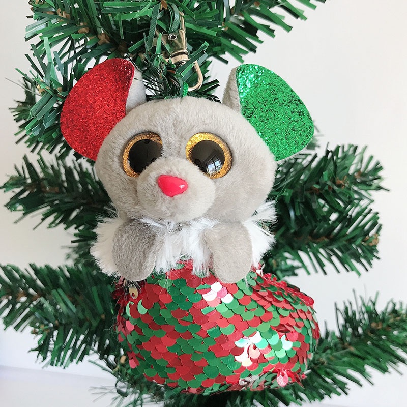 Ty Móc Khóa Búp Bê Nhồi Bông Mềm Mại Đính Kim Cương Sequin Slush Wave Ánh Trăng Khuyết Hình Động Vật