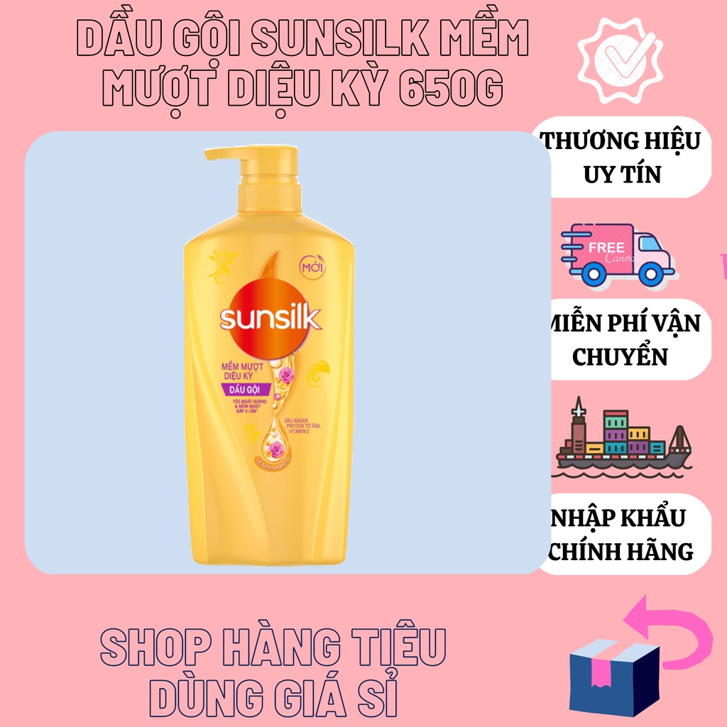 Dầu gội Sunsilk mềm mượt diệu kì chai vàng đen 650gr