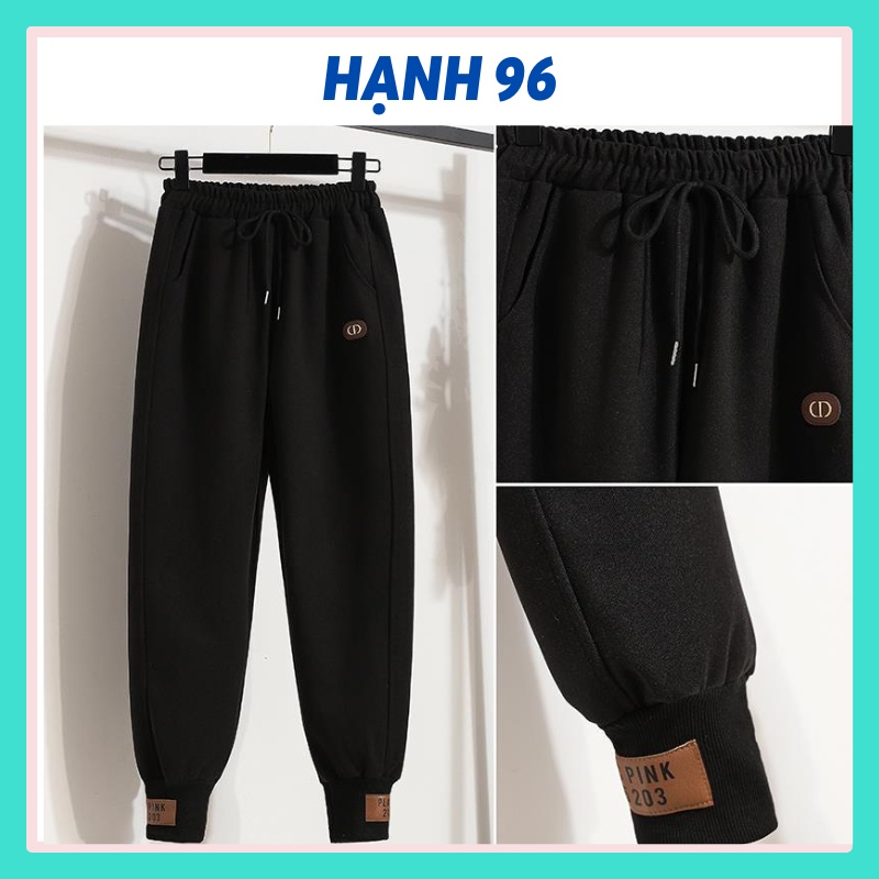 Quần jogger bo gấu NẶNG 500G chất mì nỉ in logo SIÊU XINH HẠNH 96 HA666