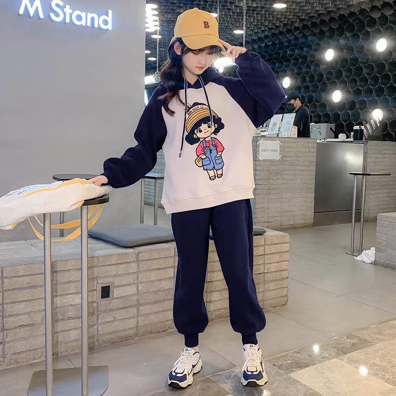 Set áo hoddie cô gái kèm quần dài TRẺ EM BEESHOP D23080