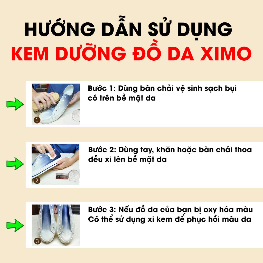 Kem dưỡng đồ da chuyên sâu XIMO, giúp tái tạo độ đàn hồi cho da giày, dưỡng áo da, túi ví, 80ml