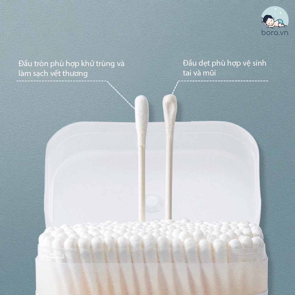 Tăm Bông Cho Bé Sơ Sinh V-Coool Hộp 200 Chiếc