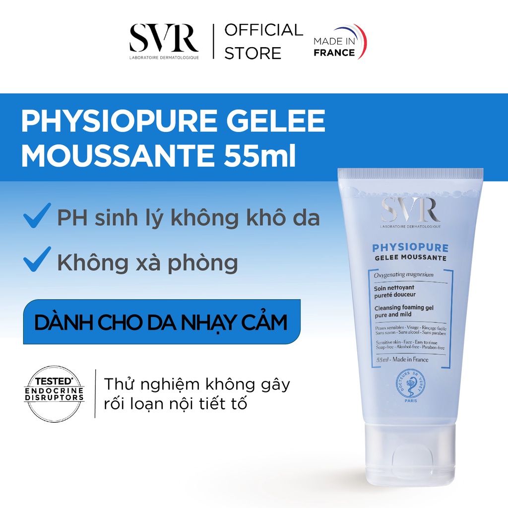 Bộ Đôi Gel Rửa Mặt SVR PHYSIOPURE Gelee Moussante 55ml và Tẩy Trang PHYSIOPURE Eau Micellaire Cho Da Nhạy Cảm 75ml