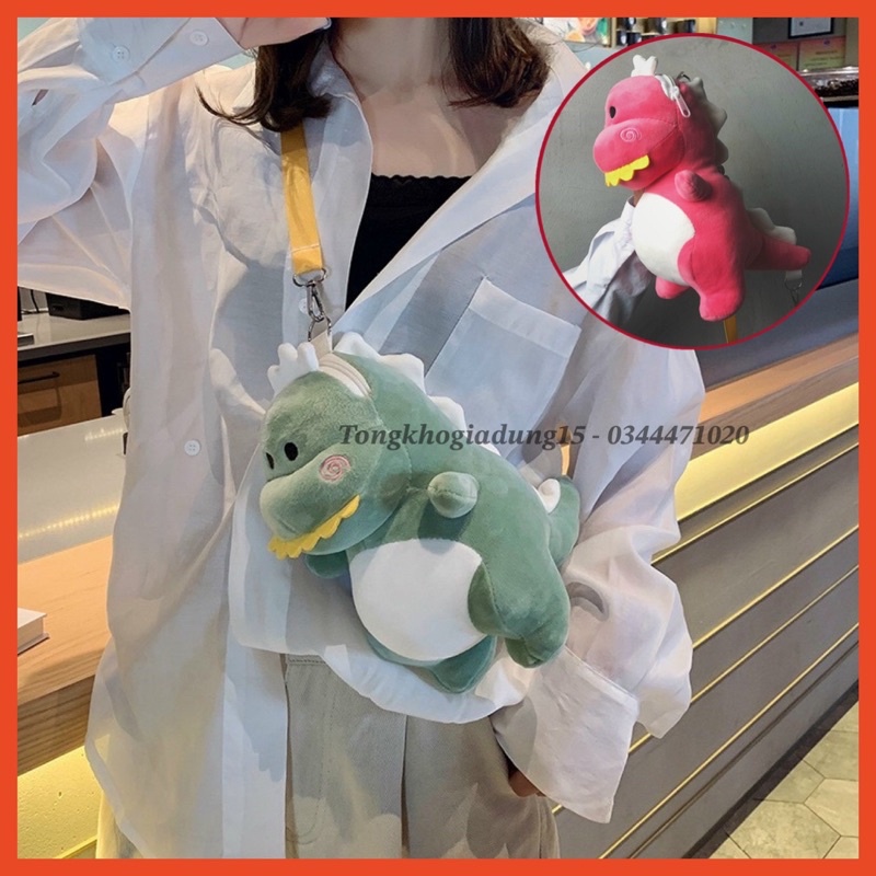 Túi đeo chéo hình thú bông khủng long siêu đáng yêu