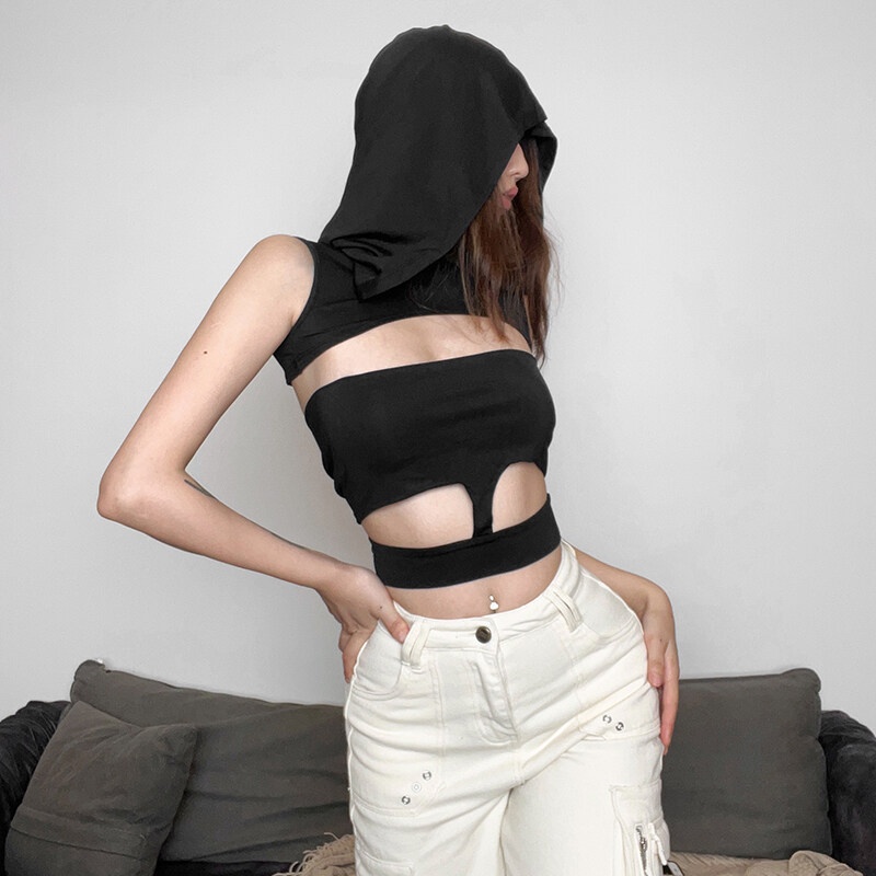 Set Áo Hoodies Không Tay + Áo Lót Quyến Rũ Thời Trang Nữ