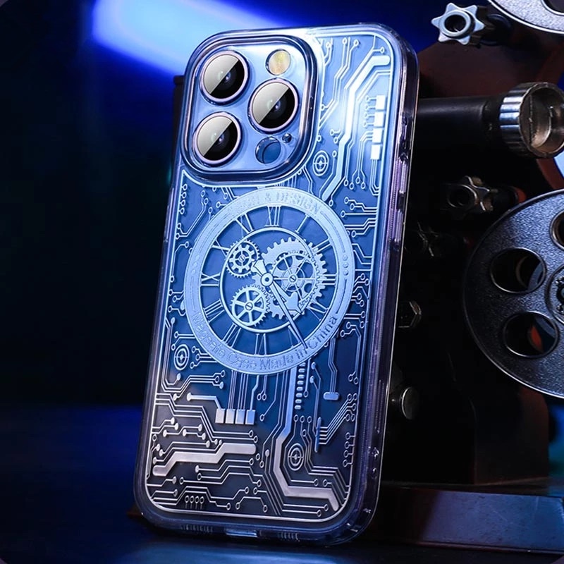 Ốp Điện Thoại TPU Trong Suốt Họa Tiết Đồng Hồ 3D Từ Tính Chống Sốc Cho for iPhone 14 Pro Max 13 12 Pro