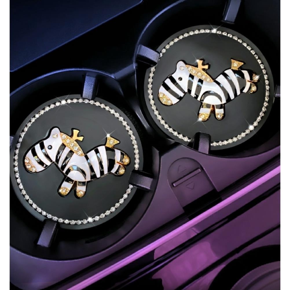 Lót Hộc Đựng Cốc Đính Đá Cho Xe Hơi Họa Tiết Con Vật Nổi Bật Bắt Mắt