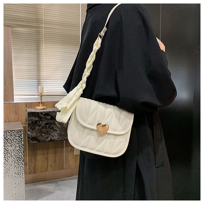 Mischa Túi Đeo Vai Hình Vuông Cỡ Nhỏ Bằng PU Màu Trơn Thêu Họa Tiết Hình Thoi Đơn Giản Thời Trang