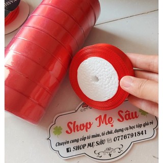 1 cuộn ruy băng lụa trơn màu đỏ bản 2cm