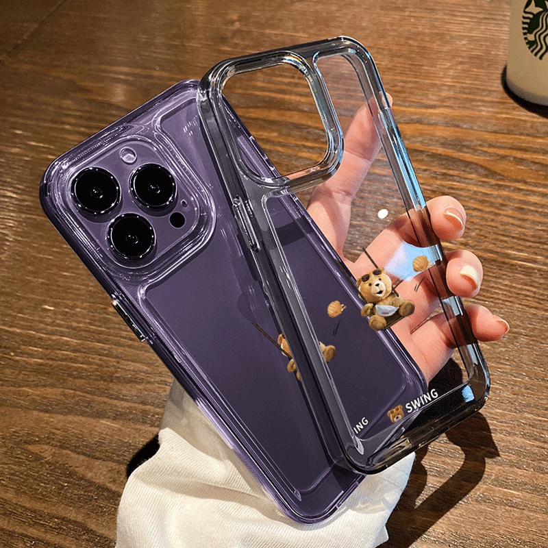Ốp Điện Thoại Silicon TPU Mềm Trong Suốt Chống Sốc In Hình Gấu Hoạt Hình Cho IPhone 11 14 13 12 Pro XS Max X XR 7 8 6 6S Plus