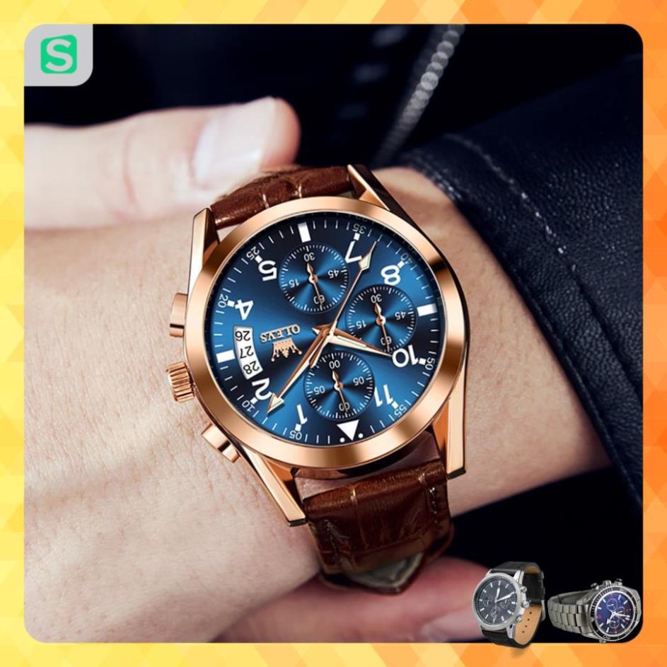 Đồng hồ nam chính hãng OLEVS 2878 dây da bò  chống vô nước sâu  hiệu ứng phát sáng