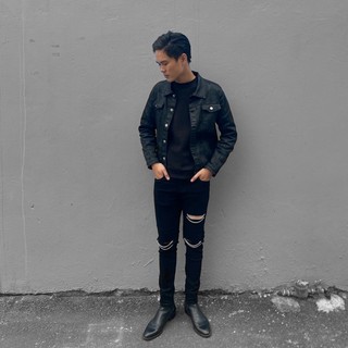Quần jeans xích đen - Chain Black Jean Zipper D1 - Roy Design
