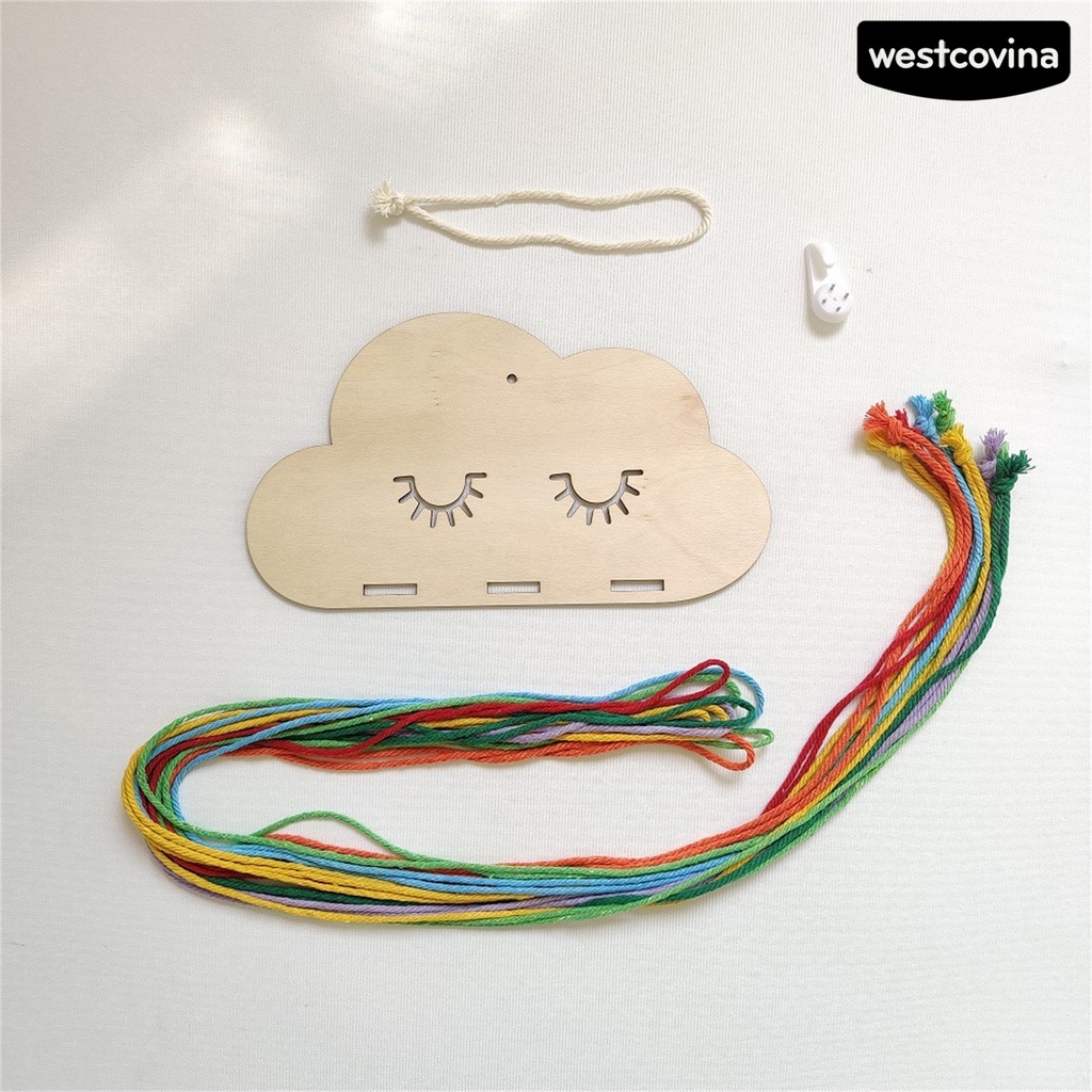 [WEST]⚘Hộp Đựng Kẹp Tóc Gắn Tường Hình Đám Mây Bằng Dây Cotton Chịu Tải Tốt Trang Trí Nhà Cửa