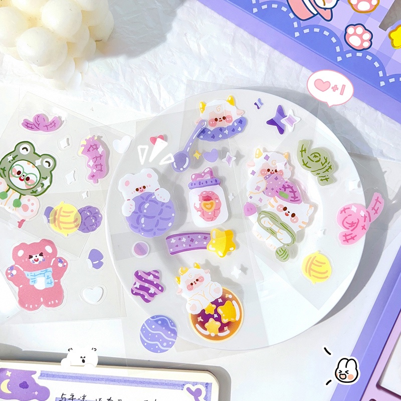 Bộ 200 Miếng Dán PET Trong Suốt Chống Thấm Nước Họa Tiết Hoạt Hình Dễ Thương