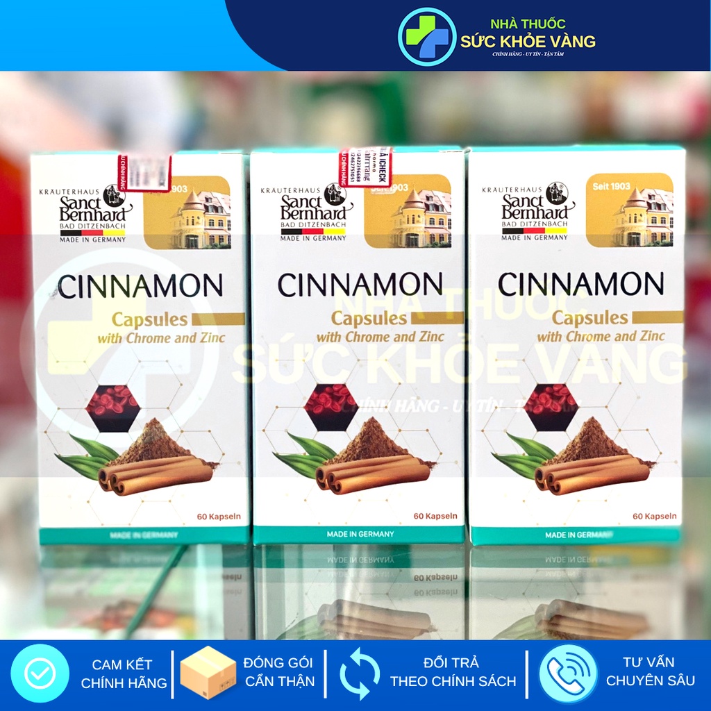 Cinnamon Capsules - Viên Uống Hỗ Trợ Điều Trị Tiểu Đường, Cải Thiện Chỉ Số Đường Huyết, Chuyển Hóa Glucose