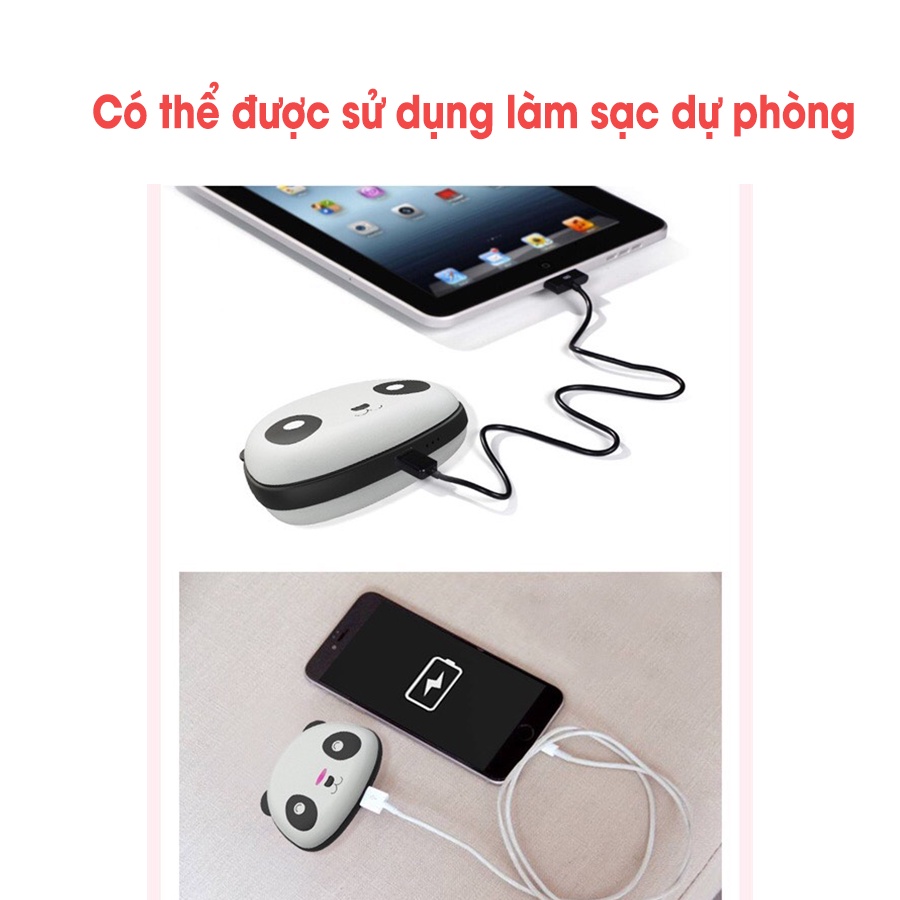 Máy sưởi ấm mini cầm tay hình gấu trúc dễ thương có kèm chức năng sạc dự phòng