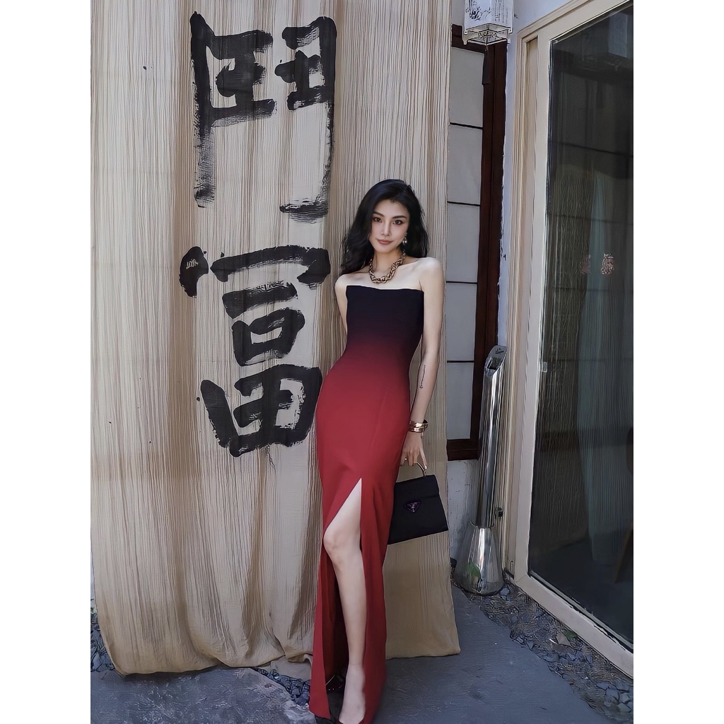 Váy Cúp Ngực Ombre Đỏ Đen Eclipse Clothing