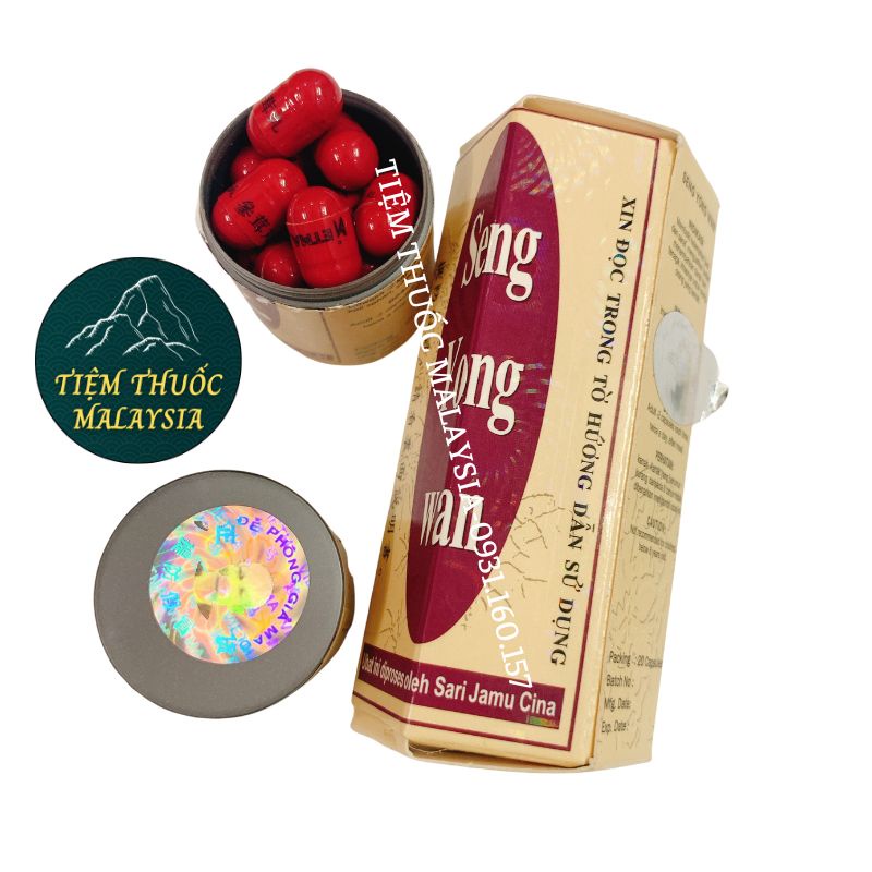 Sâm Nhung Hoàn - Seng Yong Wan Mẫu Chiếu Bóng Hộp 20 viên ( Hỗ trợ người gầy ốm, giúp ăn ngon, ngủ ngon)