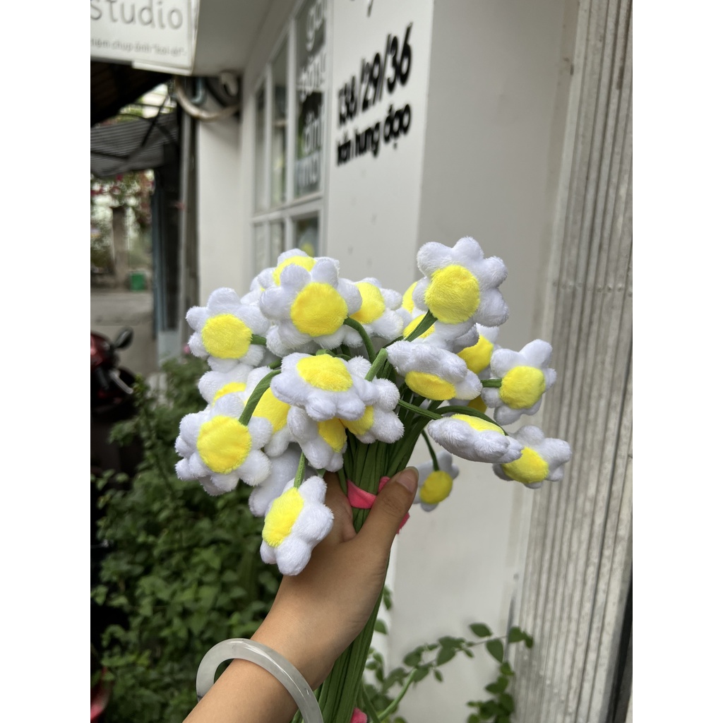Hoa 6 Cánh Dễ Thương, thân 30cm - gấu bông đình may