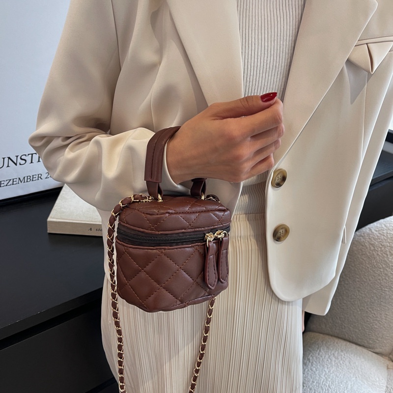 Mischa Túi Xách Da PU mini Màu Trơn Thêu Họa Tiết Hình Thoi Thời Trang Cho Nữ