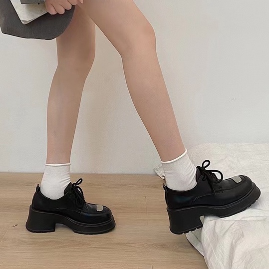 Giày Oxford Da Mũi Tròn Đế Dày 5.5cm Phong Cách Retro Nhật Bản 2022 Cho Nữ
