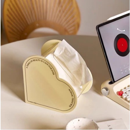 [Hàng Sẵn] Hộp Đựng Khăn Giấy Acrylic Hình Trái Tim Cao Cấp Hiện Đại Đơn Giản Trang Trí Nhà Phong Cách Bắc Âu【Tennessee052】