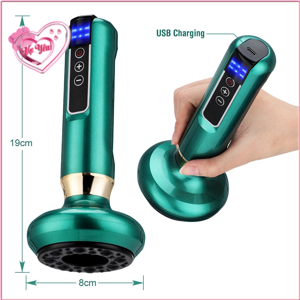 Máy giác hơi, cạo gió, mát xa, massage hiệu quả xài pin sạc tích hợp trên máy, 12 mức độ, có màn hình LED hiển thị