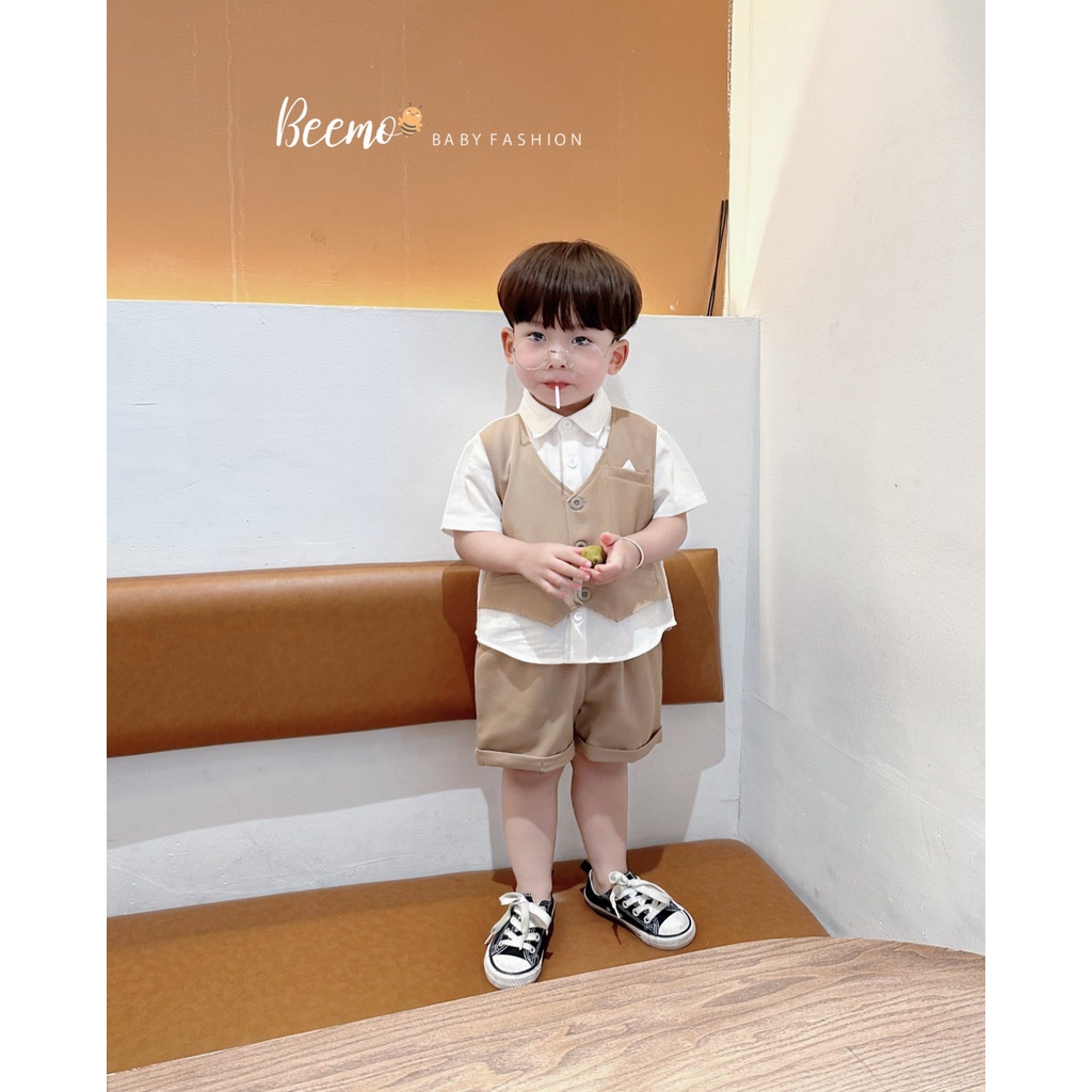 Set sơ mi gile công tử Beemo cho bé trai