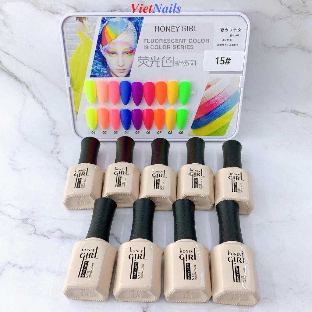 Set Sơn Gel Honey Girl 9 Chai - Sơn Gel Honey Girl Nhiều Tone Màu Tặng Kèm Bảng Màu Sơn Mẫu