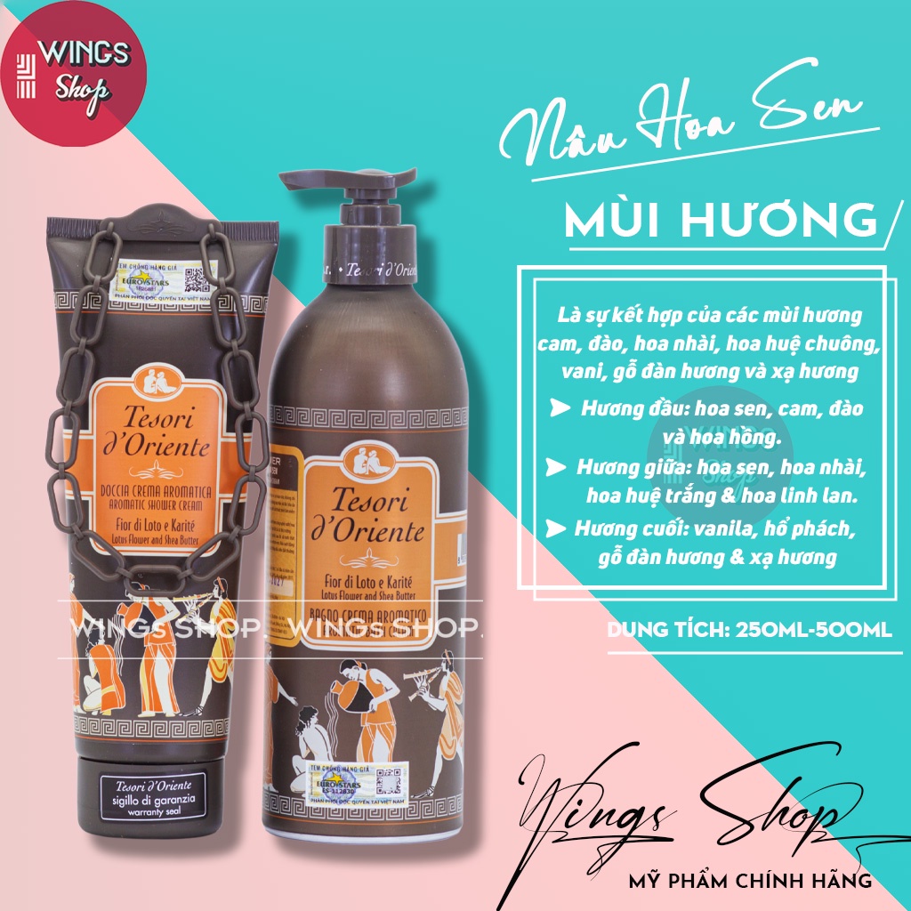 Sữa tắm xích Tesori d'Oriente cao cấp giúp trắng da, hương nước hoa 250ml-500ml | Wings Shop