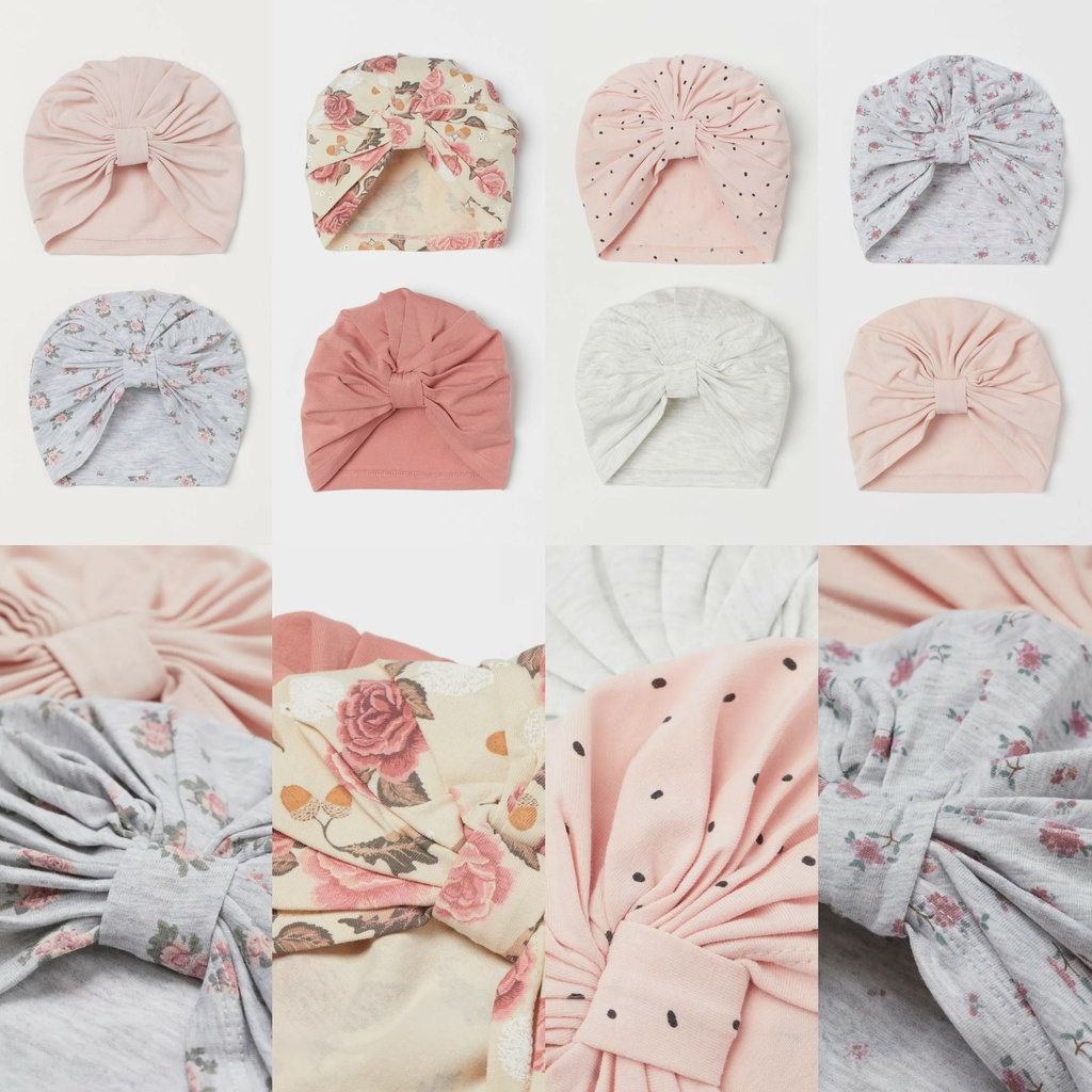 Set 2 mũ turban hoa hồng HM H&M _hàng chính hãng authentic