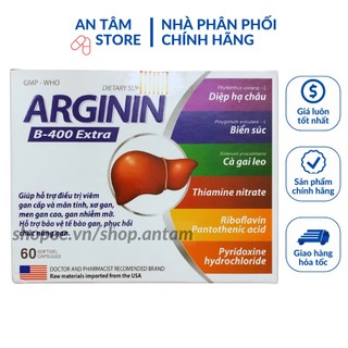 Viên uống Bổ gan Arginin 400 TĂNG CƯỜNG CHỨC NĂNG GAN, Giúp mát gan, lợi mật Hộp 60 viên