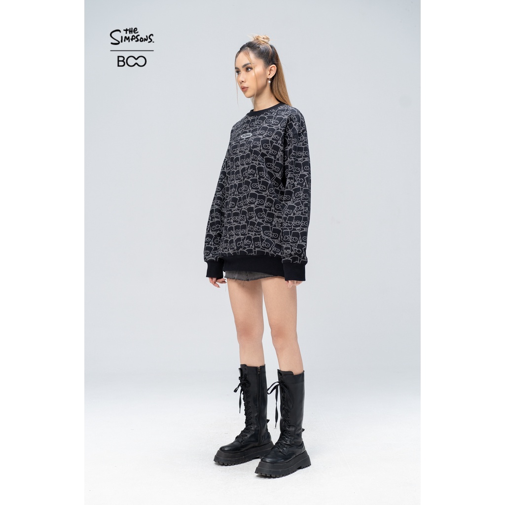 Áo Nỉ Không Mũ Unisex BOO Dáng Oversize Pattern The Simpsons BZL