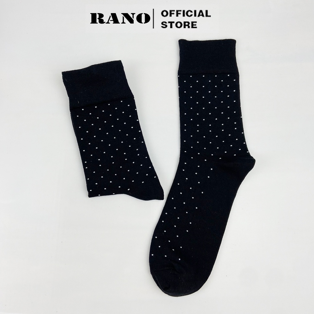 Combo 4 đôi tất nam cổ cao công sở mang giầy tây họa tiết chấm bi chất liệu Cotton cao cấp thương hiệu RANO