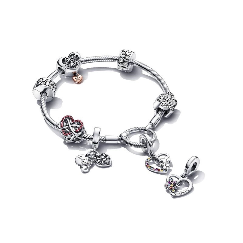 CHARM PAN ALE KHOÁ CHẶN CLIP ĐÍNH ĐÁ TIM BẠC S925