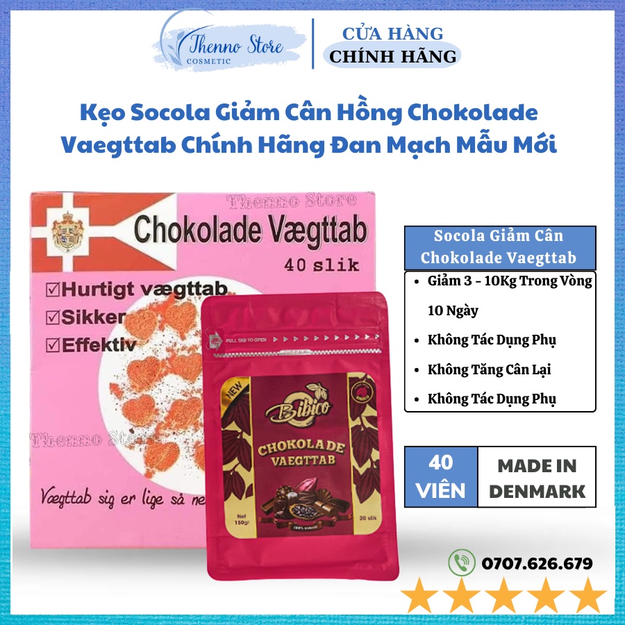 Kẹo Socola Giảm Cân Hồng Chokolade Vaegttab Chính Hãng Đan Mạch Mẫu Mới