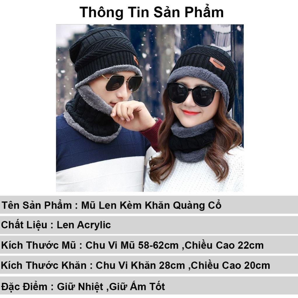 Mũ len nam trùm đầu , Mũ len nữ cute kèm khăn quàng cổ cao cấp