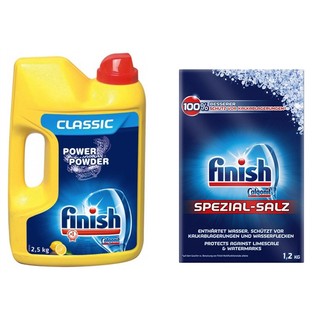 combo Muối rửa bát Finish 1,2 kg + bột rửa bát Finish 2.5kg +Tặng que thử nước