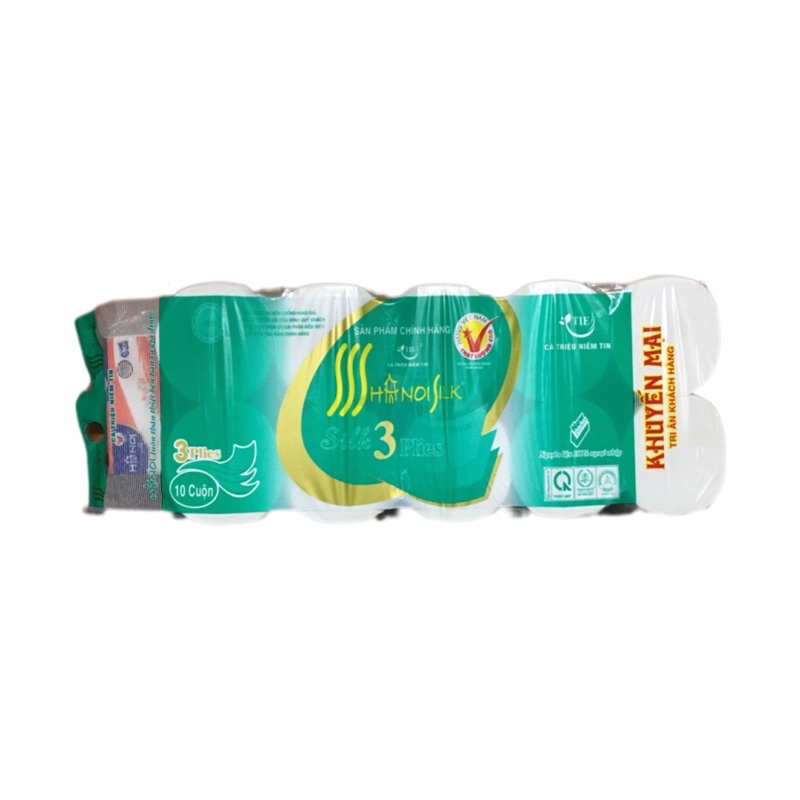 Giấy vệ sinh Hà Nội Silk loại 1,6kg 3 lớp. Cam kết mềm mịn dai (Tặng kèm khăn giấy rút 150 tờ)