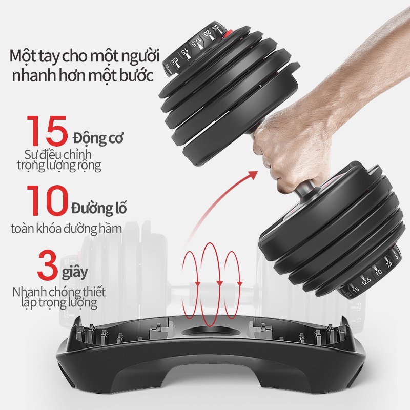 Tạ đơn điều chỉnh tạ tập gym Tạ tay điều chỉnh Dumbell Cao Cấp 24kg không hư sàn nhà