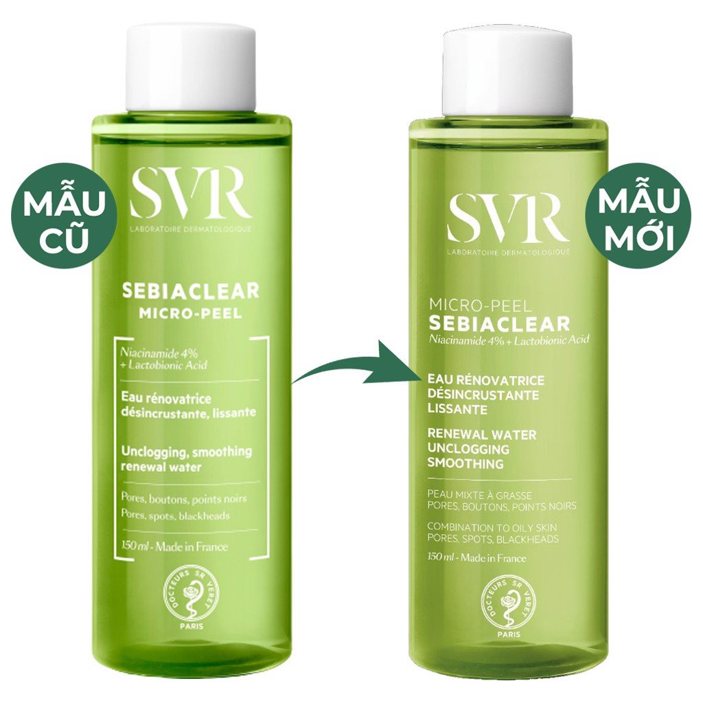 Toner SVR Sebiaclear Micro Peel Làm Giảm Mụn Cho Da Dầu Mụn Và Da Nhạy Cảm 150ml