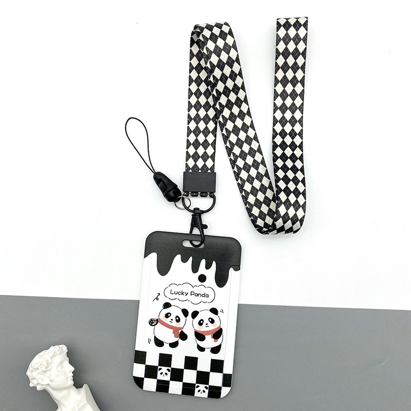✨Ready stock ✨Chủ thẻ panda dây đeo cổ dập nổi hộp bảo vệ thẻ lưới cho thẻ ngân hàng xe buýt thẻ làm việc khuôn viên thẻ sinh viên
